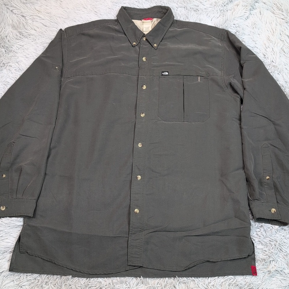 The North Face Shirt Mens XL Green Button Up Gorpcore Outdoors Pocket Soft Comfy